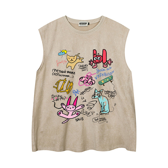 Camiseta Tipo Saco Hombre con Estampado Graffiti Pintado a Mano