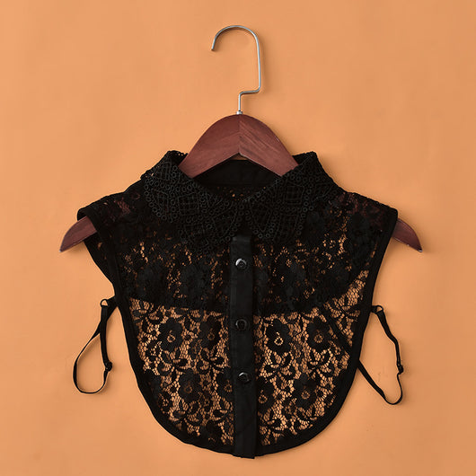 Blusa de Encaje con Cuello Falso Soluble en Agua - Elegancia Versátil - Image 5