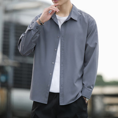 Camisa Suelta de Manga Larga en Seda de Hielo para Hombre - Image 21