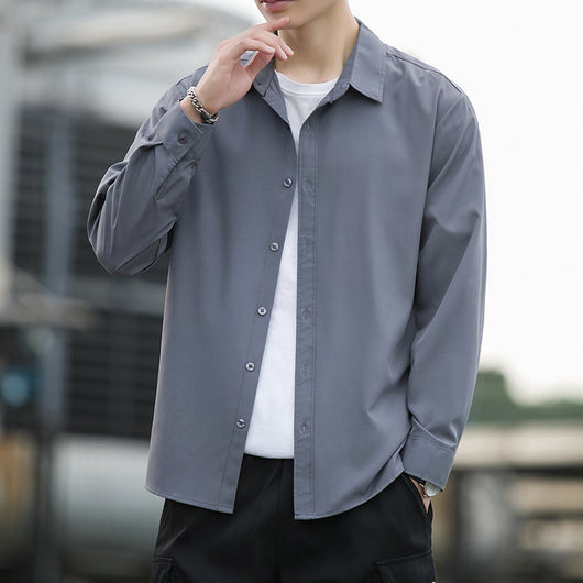 Camisa Suelta de Manga Larga en Seda de Hielo para Hombre - Image 21