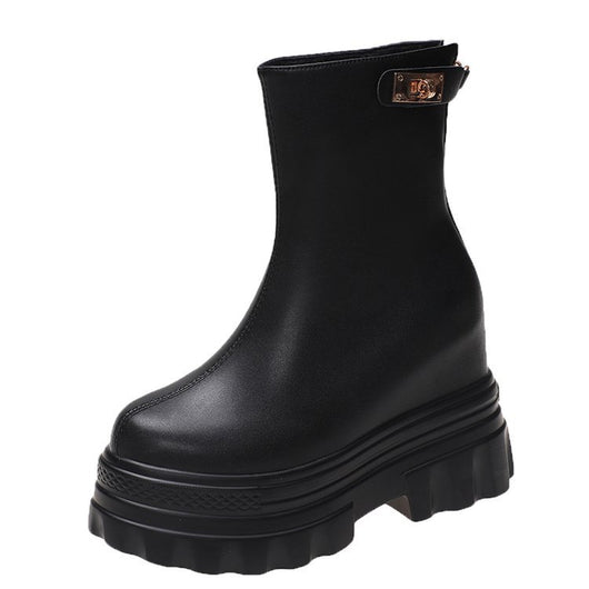 Botas Cortas con Cuña Interna de 4CM - Tacón Elevado y Base Plana - Image 2