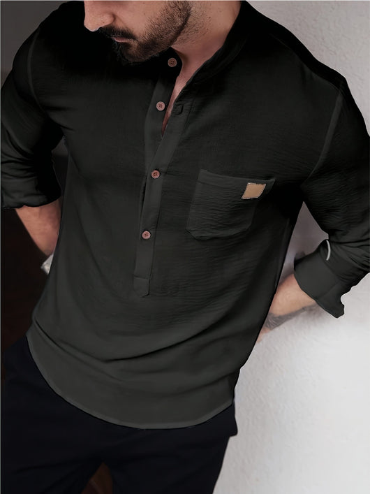 Camisa Manga Larga Plisada Personalizable para Hombre - Tela Suave y Cómoda - Image 8