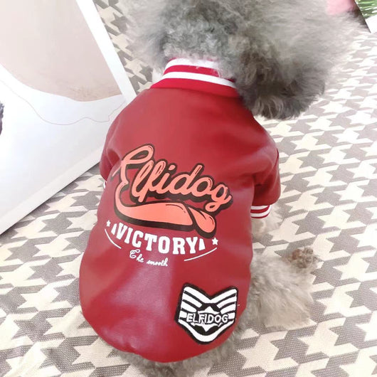 Abrigo de Cuero Acolchado para Perros Pequeños