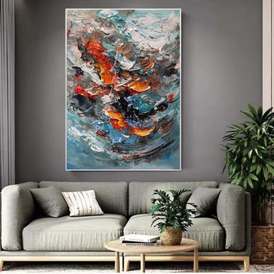 Cuadro Abstracto Moderno Texturizado 3D - Pintura al Óleo Original Hecha a Mano para Sala de Estar - Image 3