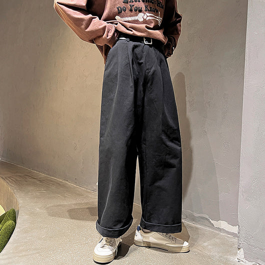 Pantalones Rectos de Algodón Lavado Estilo Japonés para Hombre - Image 4