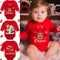 Mameluco Largo Rojo con Diseño de Alce para Bebé Recién Nacido