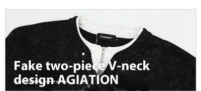 Blusa Punk Retro Americana con Hebilla Perla y Doble Textura - Image 12
