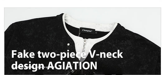 Blusa Punk Retro Americana con Hebilla Perla y Doble Textura - Image 12