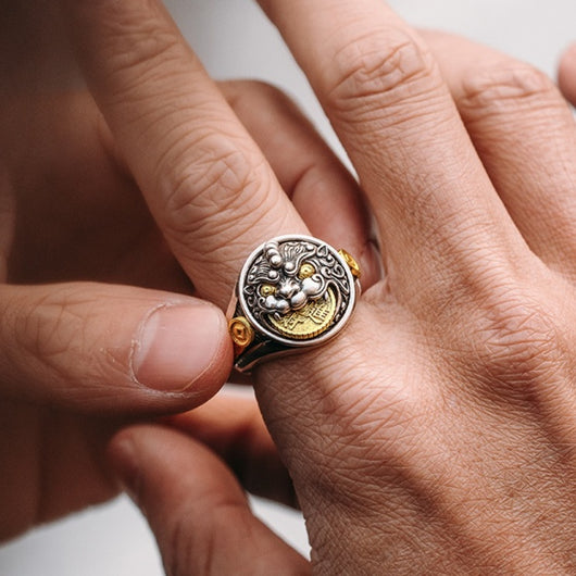 Anillo Pixiu de Plata Esterlina 3D para Hombre Estilo Retro - Image 3