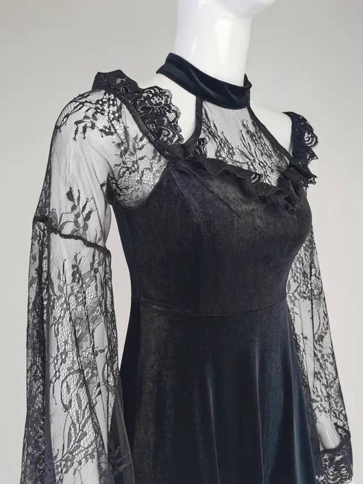 Vestido de Encaje Gótico con Paneles Oscuros - Image 14