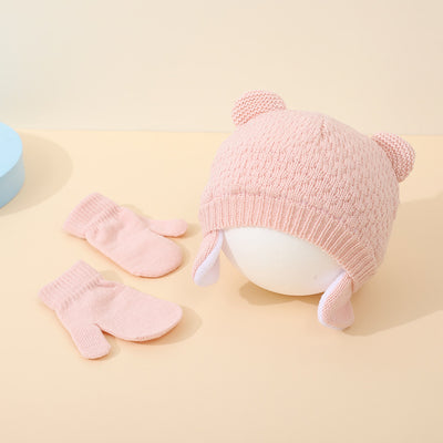 Conjunto de Gorro y Guantes de Lana para Niños y Niñas con Diseño de Doble Bola - Image 5