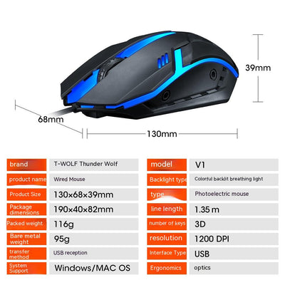 Ratón Gaming RGB con Cable USB Iluminado para PC y Notebook - Image 12