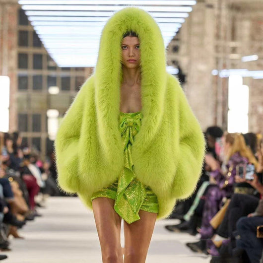 Abrigo Elegante con Capucha de Pelaje Sintético Verde - Image 13