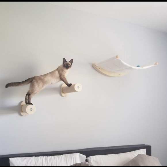Árbol Rascador de Madera Sólida para Gatos con Cama y Plataformas de Escalada