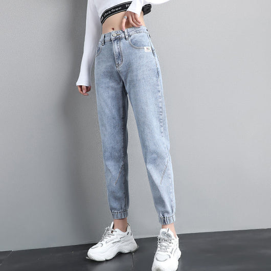 Jeans Baggy Coreano con Banda en Tobillo para Mujer - Estilo Streetwear