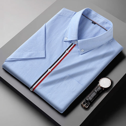 Camisa Oxford Casual a Rayas con Contraste de Colores para Hombre - Image 8