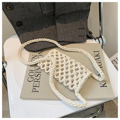 Bolsa Mensajera Tejida de Colores Lisos - Estilo Casual Multiusos - Image 8