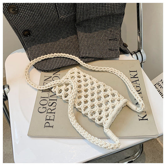 Bolsa Mensajera Tejida de Colores Lisos - Estilo Casual Multiusos - Image 8