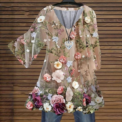 Blusa Escote V Estampado Floral Multicolor - Image 3