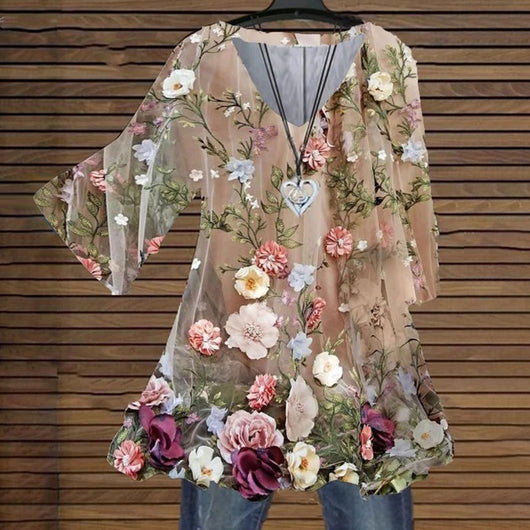 Blusa Escote V Estampado Floral Multicolor - Image 3