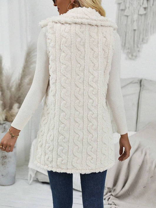 Chaleco Cardigan Reversible de Felpa con Solapa Casual - Image 9