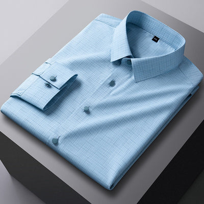 Camisa Manga Larga Rayada de Fibra de Bambú Premium sin Costuras para Hombre - Image 4