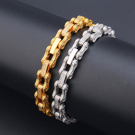 Pulsera Cadena Cubana Hip Hop Circón para Hombre y Mujer