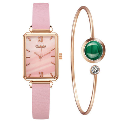 Reloj Cuadrado para Mujer Verde Malaquita con Temperamento Retro - Image 9