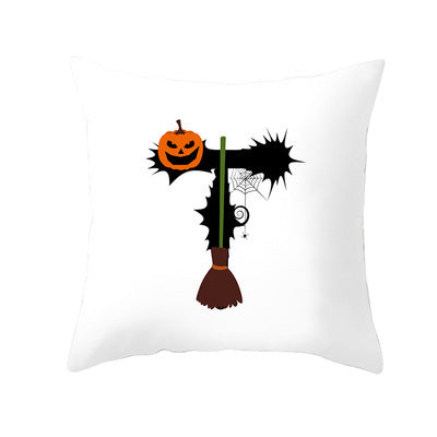 Funda de Cojín de Halloween con Letras Divertidas en Piel de Durazno para Hogar y Oficina - Image 25