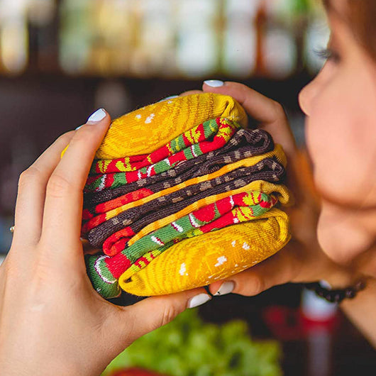 Calcetines Navideños con Forma de Hamburguesa - Algodón para Mujer - Image 3