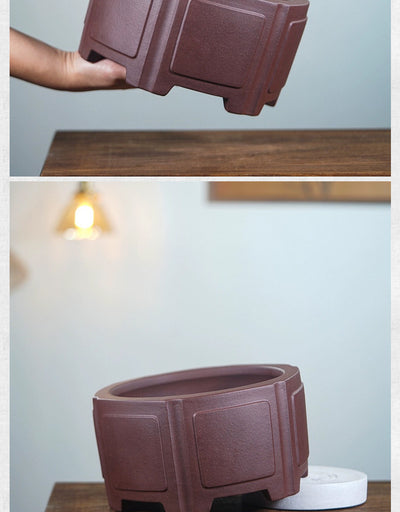 Maceta Hexagonal de Arena Púrpura para Bonsái - Diseño Clásico Minimalista - Image 8