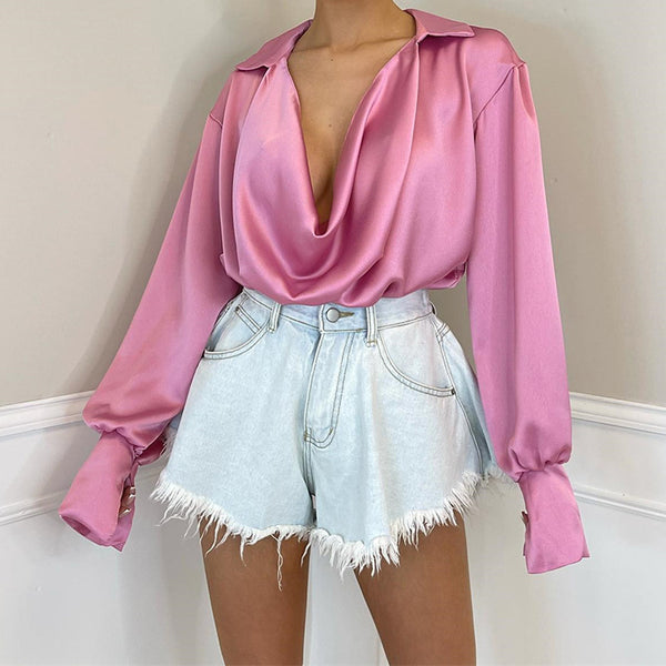 Blusa Suelta para Mujer con Escote Asimétrico Elegante