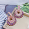 Fashion Colorful Zirconium Flower Round Geometric Earrings Morado