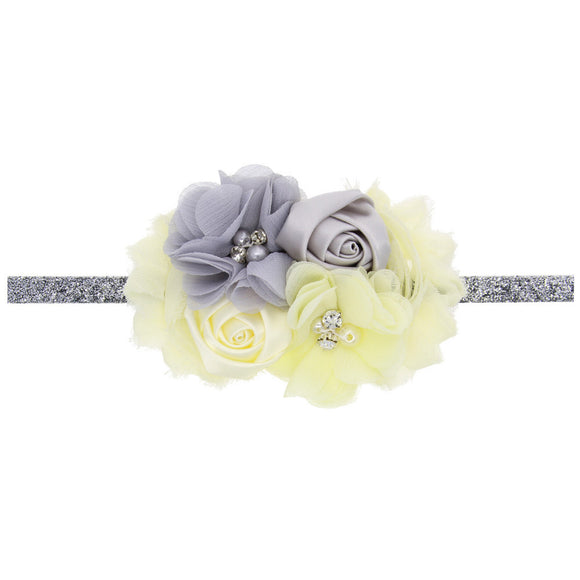 Diadema Bebé Bordada con Brillos Detalles Raw Edge