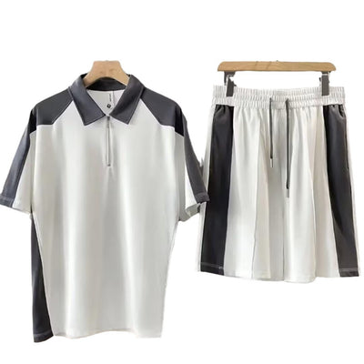 Conjunto de Verano para Hombre: Camiseta Manga Corta con Costuras Contrastantes + Shorts Casuales - Image 5