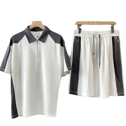 Conjunto de Verano para Hombre: Camiseta Manga Corta con Costuras Contrastantes + Shorts Casuales - Image 5