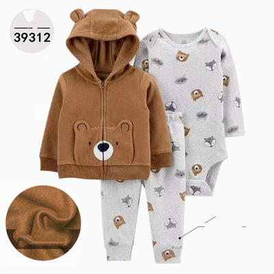 Chaqueta de Cuero con Capucha Manga Larga Tres Piezas para Niños - Image 33