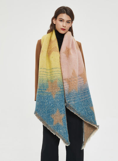 Chal Cálido Mujer Tejido Jacquard Combinado Otoño Invierno XINGX - Image 23