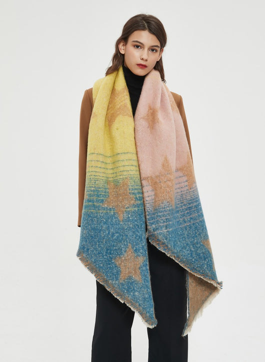 Chal Cálido Mujer Tejido Jacquard Combinado Otoño Invierno XINGX - Image 23