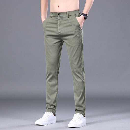 Pantalones Rectos Slim Fit en Tencel para Hombre