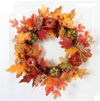 Corona de Cosecha Otoñal con Calabaza y Bayas - Decoración Colgante para Puerta Acción de Gracias - Image 8