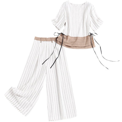 Conjunto Casual de Rayas: Playera y Pantalón Ancho Elegante - Image 7