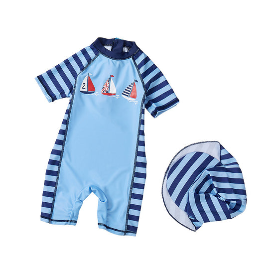 Traje de Baño Infantil a Rayas Azul Marino de Secado Rápido para Niño - Image 5