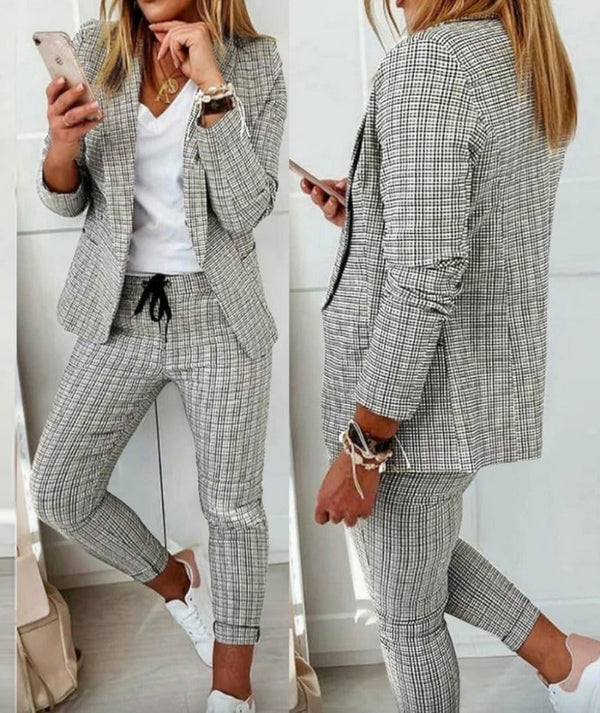 Pantalón Recto a Cuadros para Mujer - Traje Casual Moderno - Image 4