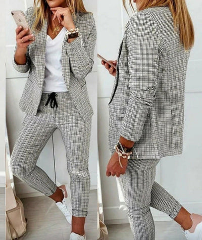 Pantalón Recto a Cuadros para Mujer - Traje Casual Moderno - Image 4