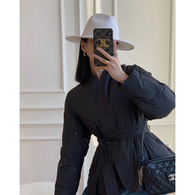 Chaqueta Acolchada Estilo Bata con Encaje para Mujer - Image 7