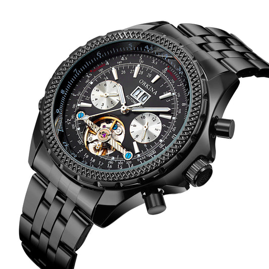Reloj Automático Tourbillon para Hombre con Esfera Grande y Múltiples Funciones