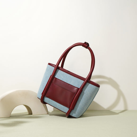 Bolsa Bandolera de Cuero y Denim - Diseño Artesanal de Dos Texturas