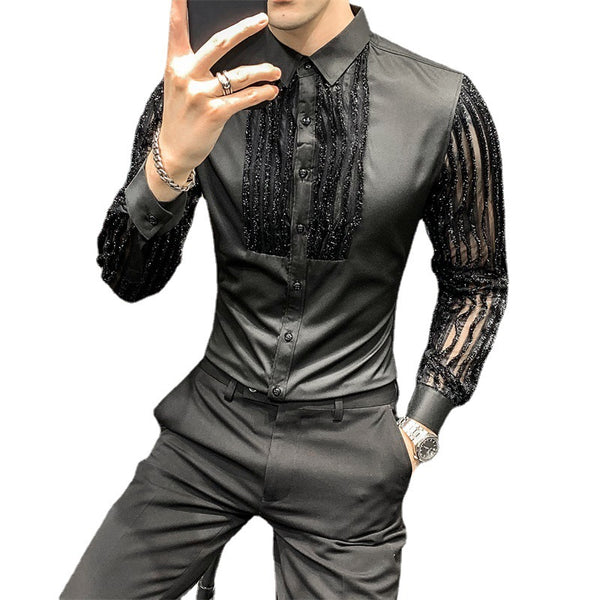 Blusa Slim Coreana con Encaje Calado y Costuras Decorativas
