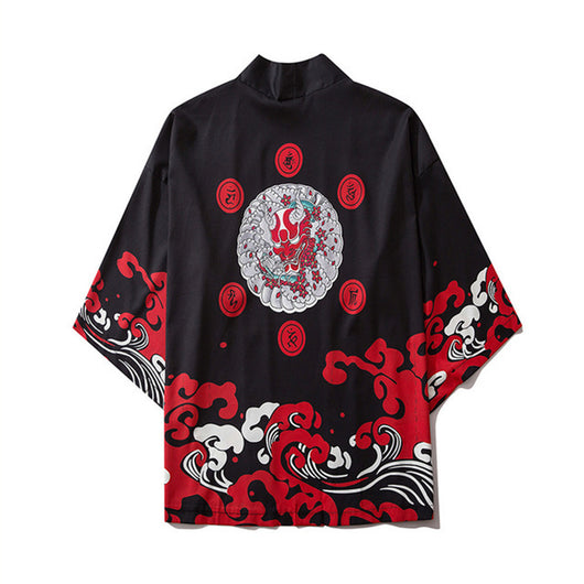 Bata Kimono Hombre Estilo Ukiyo-e Carpa Japonesa - Image 13